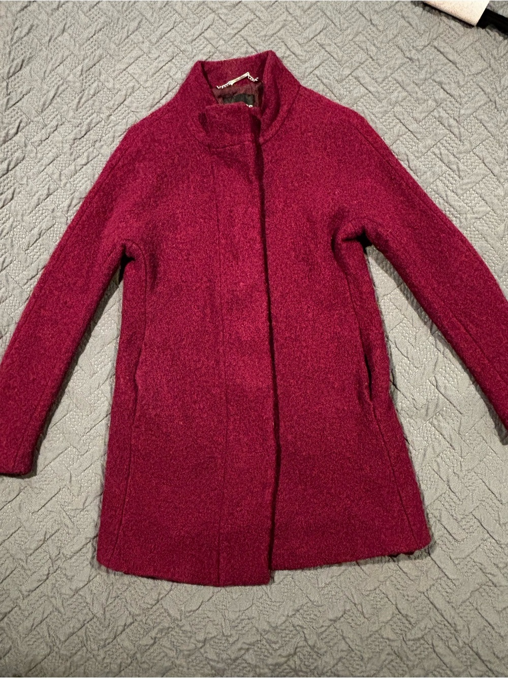 Express Women's Pea Coat in Deep Berry